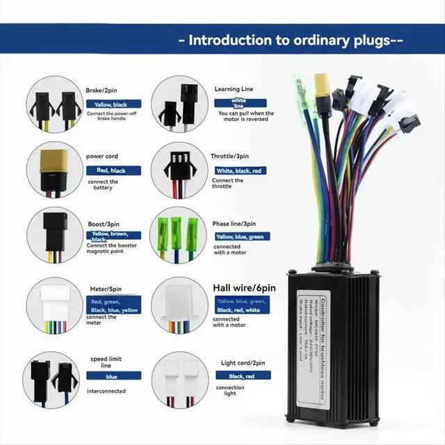 Alt view image 3 of 3 - Ebike 3 Mode 24V 36V 48V 15A Controller 6 Tubes for 250W-350W Motor Electric Parts Ebike Controller