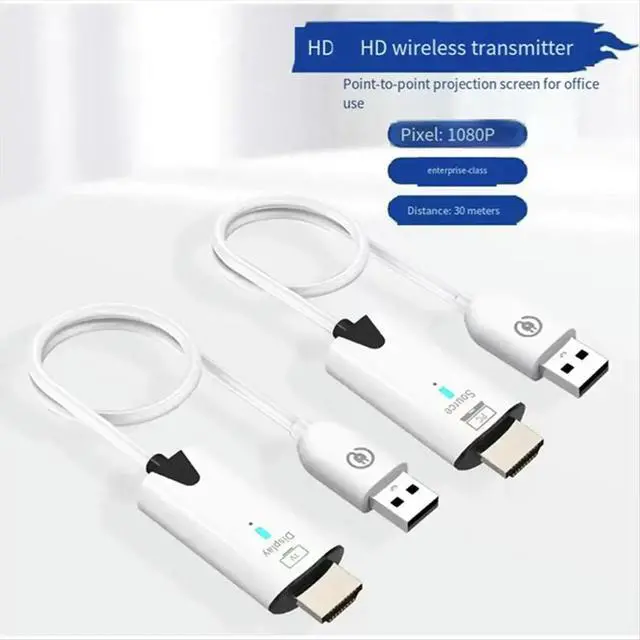 Alt view image 3 of 3 - -Compatible Extender Cable Audio Video Transmitter and Receiver Display Adapter for Camera Projector 30M