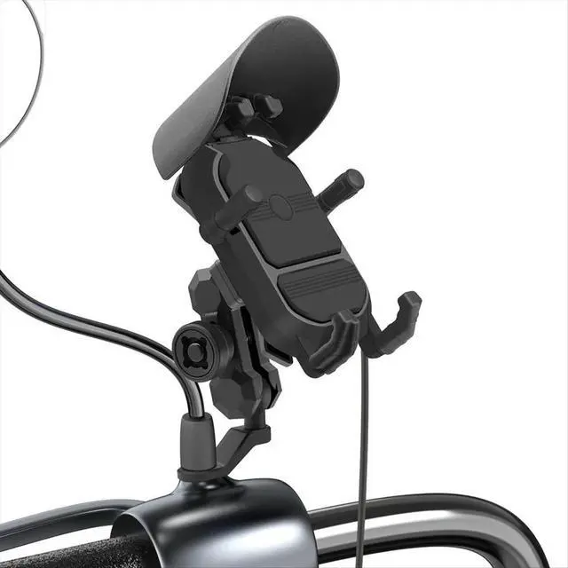 Alt view image 3 of 3 - Motorcycle Handlebar Phone Mount with 15W Charger & Vibration Dampener, Anti-Theft, Adjustable Phone Holder