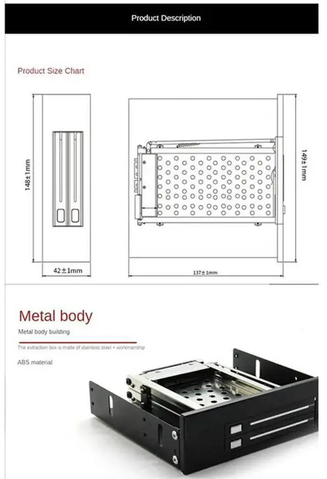 Main image of Dual Bay SATA2 Hard Drive HDD & SSD Tray Internal Mobile Rack Enclosure Docking Station Hot Swap Bracket,HD520