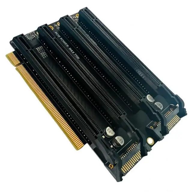 Alt view image 3 of 3 - PCIe X16 to X4x4x4x4 Expansion Card PCI-E 3.0 X16 1 to 4 Gen3 Expansion Card Adapter Card Split Card SATA Power Port