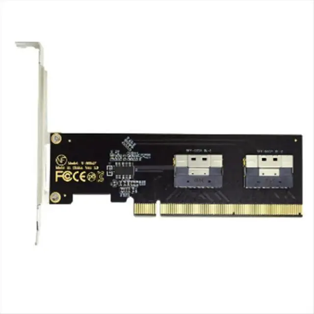 Alt view image 2 of 3 - PCIe 4.0 X16 to 4 Ports NVMe-Compatible Expansion Card PCI-E /3 SlimSAS 8I SFF8654 Graphics Card Adapter