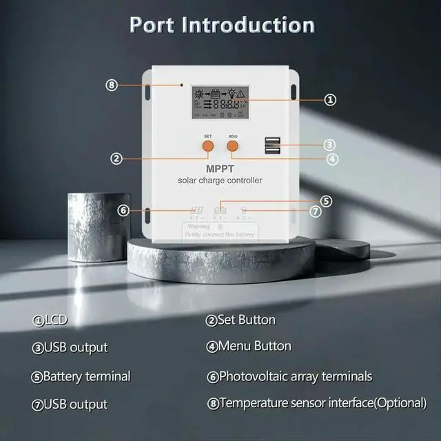 Alt view image 2 of 3 - MPPT 20A Solar Charger Controller 12V 24V Regulator with LCD Display for , Gel, Flooded and Lithium