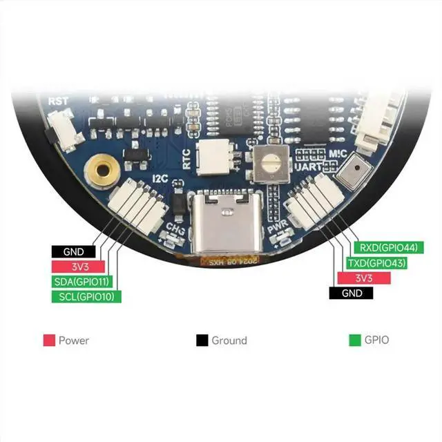 Alt view image 2 of 3 - ESP32-S3 1.85 Inch Round Display Development Board 32-Bit LX7 Dual-Core Processor 360x360 Screen for & Bluetooth
