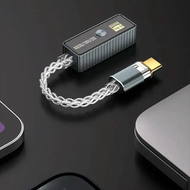 Alt view image 3 of 3 - Audio Adapter Dual Chip CS43198+CT7601 USB HIFI 3.5mm Headphone Amplifier Lossless Converter Cable Black Gray