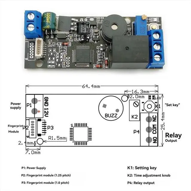 Main image of KL202+R503 Fingerprint Controller Kit DC12V Low Power Consumption Fingerprint Control Board Fingerprint Module
