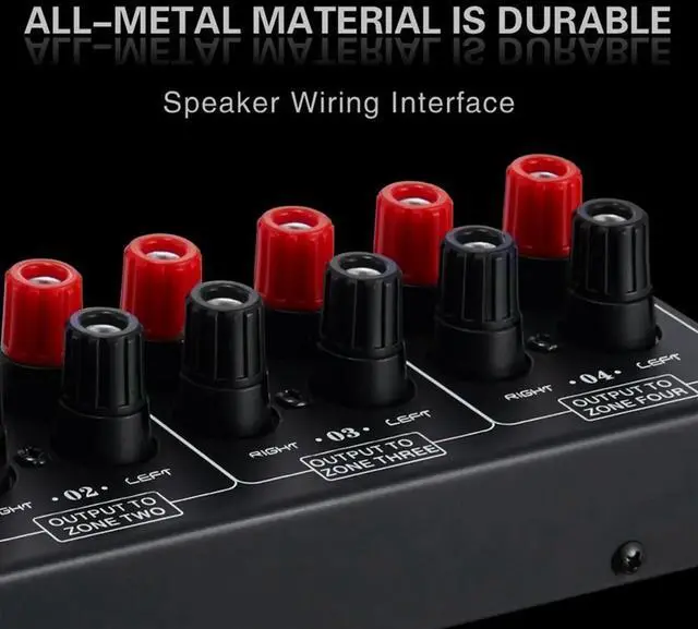 Main image of Passive 1 in-4 OUT Audio Amplifier / Speaker Signal Splitter Box Distributor Audio Switcher