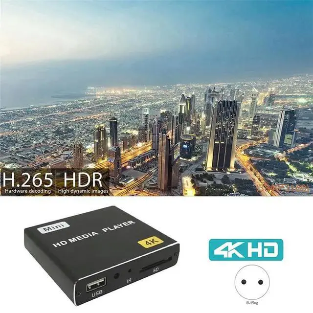 Alt view image 3 of 3 - Mini 4K HDD Media Player 1080P Horizontal and Vertical Digital Video Player with USB Drive/SD Cards EU Plug