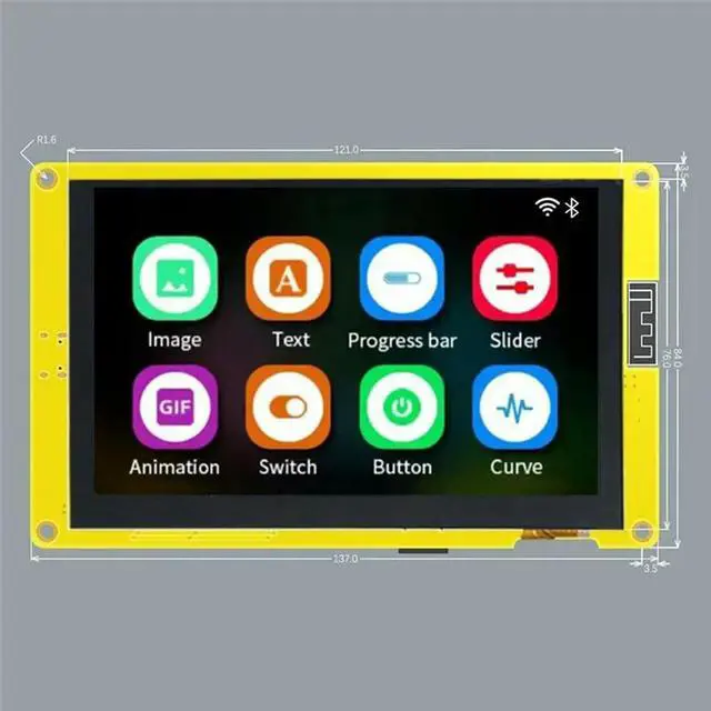 Alt view image 3 of 3 - - 5-Inch IPS 800X480 RGB LCD TFT Display Module HMI 8M PSRAM 16M Flash BT Display MCU (With Touch)