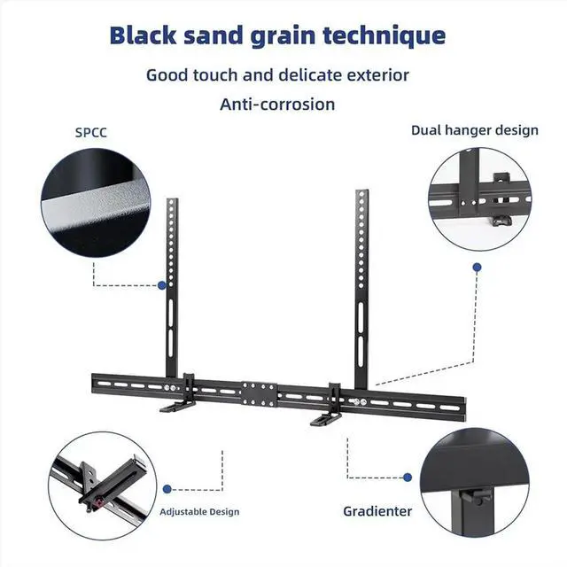 Alt view image 3 of 3 - Universal Soundbar Brackets Under TV Fits Soundbars with or Without Holes Soundbar Mount for