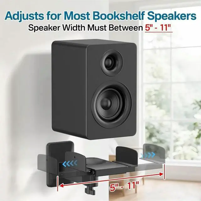 Main image of 2PCS Speaker Wall Mounts Dual Side Clamping Speaker Wall Mounts for Most Bookshelf Speakers Surround Sound Speakers