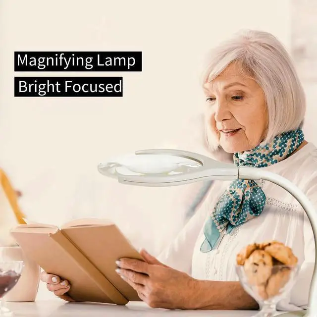 Alt view image 6 of 6 - Handheld Magnifier 3X 8X Illuminated Desk Table Led Lamp Magnifying Glass Rechargeable Magnifier With Light For Crafts