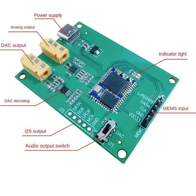 Alt view image 5 of 6 - PDM MEMS Digital Microphone To I2S PCM Analog Output DAC 16bit 48K