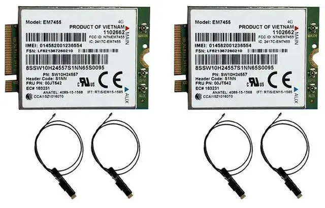 Main image of 2X Em7455 LTE 4G Card+Antenna Gobi6000 FRU 00JT542 01AX756 For Thinkpad T460 T460P L560 Yuga 260 P50 P70 X260