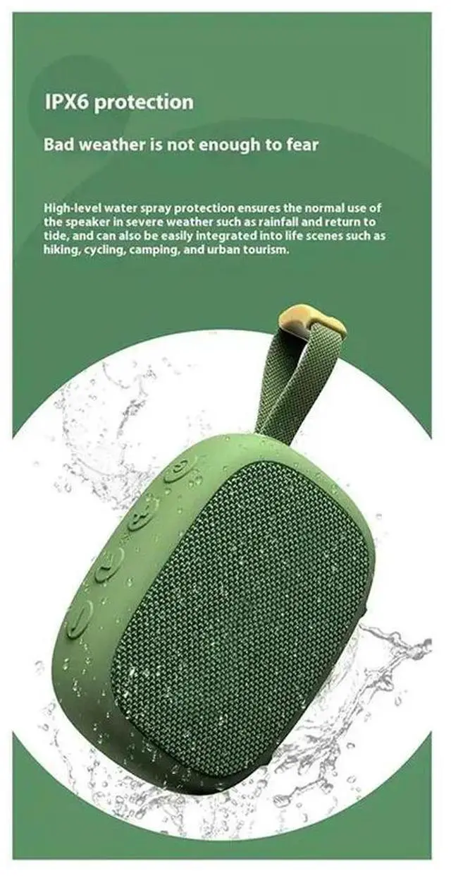 Alt view image 3 of 3 - IPX6 Waterproof Bluetooth Speaker 45Mm Loudspeaker 1400Mah Mini Outdoor Hiking Speaker