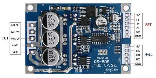 Main image of Hall-Free/Hall-Based Motor Driver Control Board 12V 36V 500W Motor Drive 24V