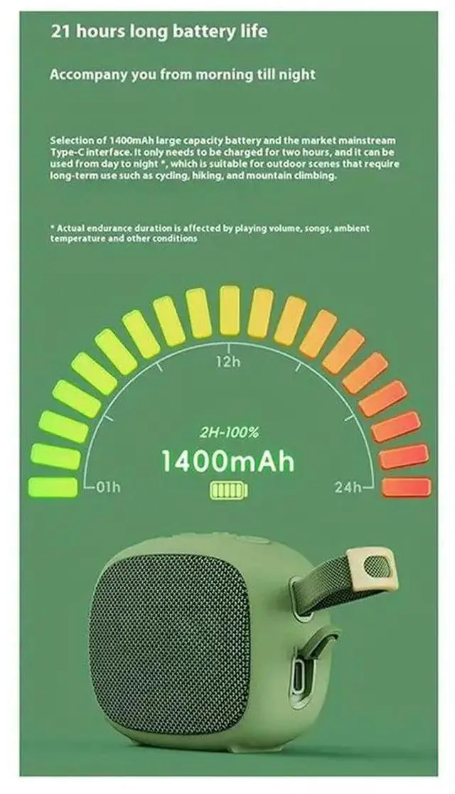 Alt view image 2 of 3 - IPX6 Waterproof Bluetooth Speaker 45Mm Loudspeaker 1400Mah Mini Outdoor Hiking Speaker