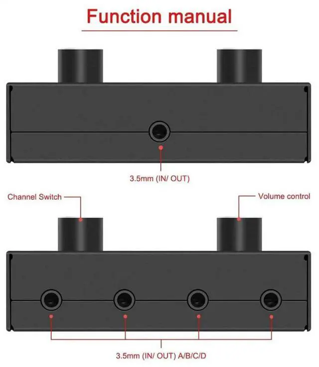 Alt view image 3 of 3 - 3.5 AUX Headphone Switcher Audio Signal 4 In 1 Out Four In One Out Stereo 3.5 Switcher 2 to 1