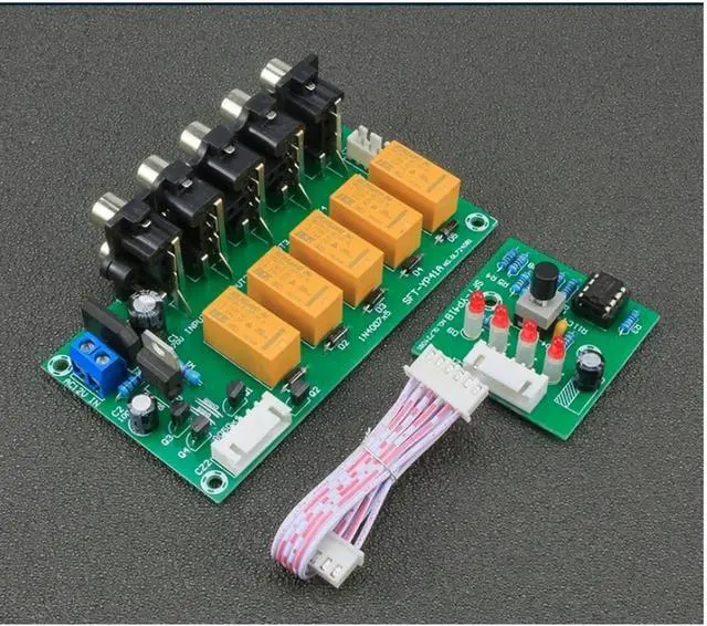 Alt view image 3 of 3 - Audio switching board 4-in-1-out relay control selection amplifier chassis audio source video signal microcontroller memory