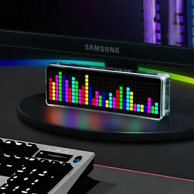 Alt view image 2 of 3 - Colorful LED Music Spectrum Full-Color Music Rhythm Light Transparent Shell Electronic Clock Sound PickupAtmosphere Dazzling RGB