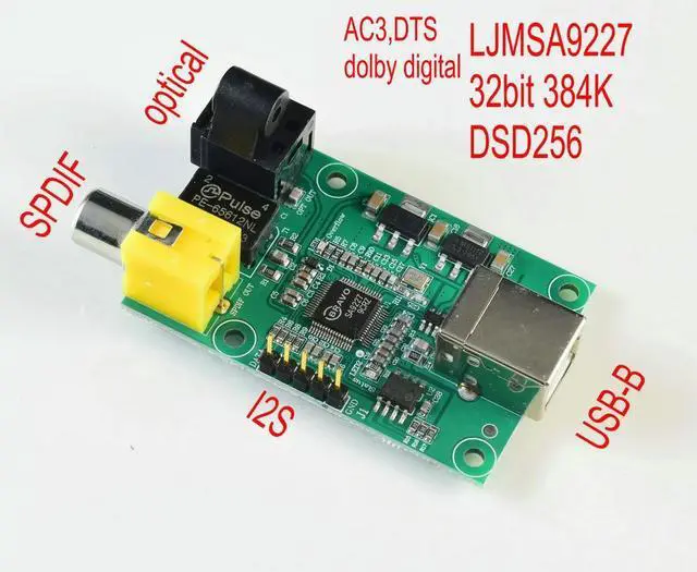 Alt view image 2 of 3 - SA9227 USB To SPDIF Optical I2S.32BIT 384K DSD256 Suooprt AC3,DTS,DOLBY Digital Source Output