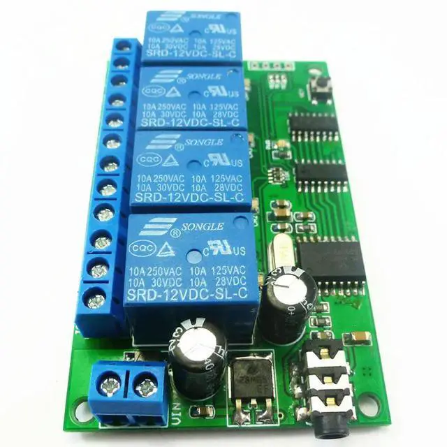 Alt view image 3 of 3 - AD22B04 12V 4-Channel DTMF Audio Decoding Relay Control Command Modifiable Remote Control Module