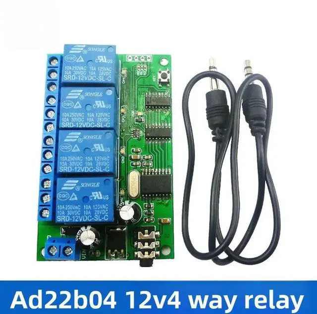 Main image of AD22B04 12V 4-Channel DTMF Audio Decoding Relay Control Command Modifiable Remote Control Module