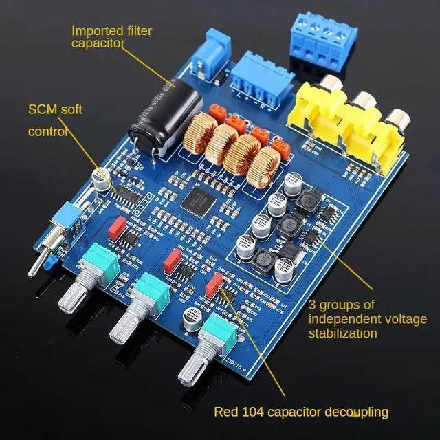 Alt view image 3 of 3 - MA12070 Class D 80W*2 Stereo Digital Power Amplifier Board with Treble and Bass Adjustment