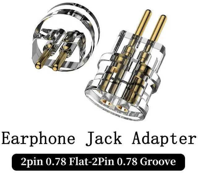 Main image of 0.78 Flat to 0.78 Grooved 0.78mm 2pin Headphone Pin Adapter Gold-plated Upgrade Cable Plug
