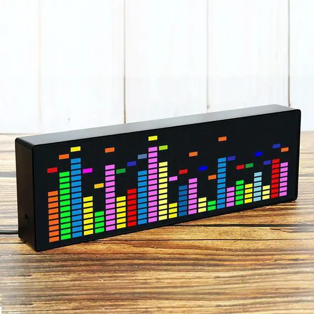 Alt view image 2 of 3 - Colorful LED Music Spectrum Electronic Clock Sound Control Rhythm Light 1624RGB Pickup Atmosphere Level Indicator
