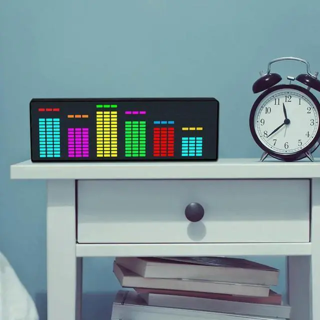 Alt view image 3 of 3 - Colorful LED Music Spectrum Electronic Clock Sound Control Rhythm Light 1624RGB Pickup Atmosphere Level Indicator