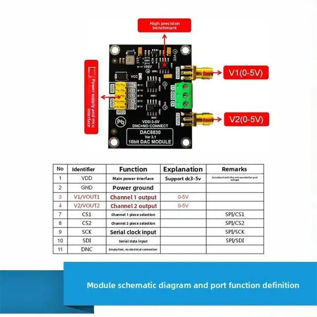 Alt view image 2 of 3 - DAC8830 module 16-bit DAC module high-precision digital-to-analog converter DAC8830IDR