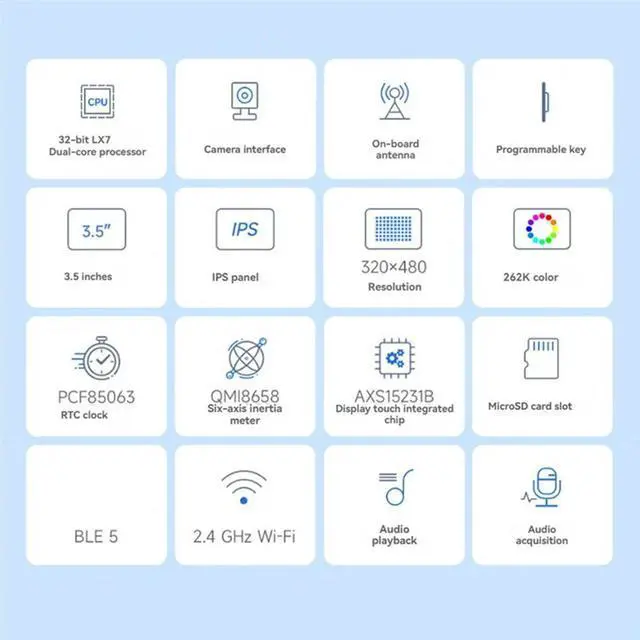 Alt view image 3 of 3 - Waveshare ESP32-S3 3.5 Inch LCD Capacitive Touch Display Development Board Wi-Fi 2.4G+ BLE 5 Supports AI Xiaozhi