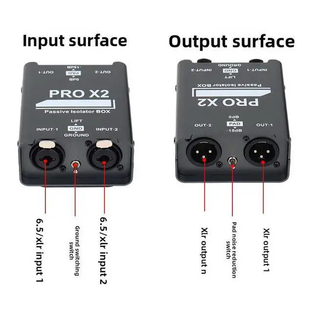 Alt view image 3 of 3 - Youyin Brothers 2-Way Audio Isolator Noise Eliminator Isolation Audio Signal Dual Channel 6.5 XLR