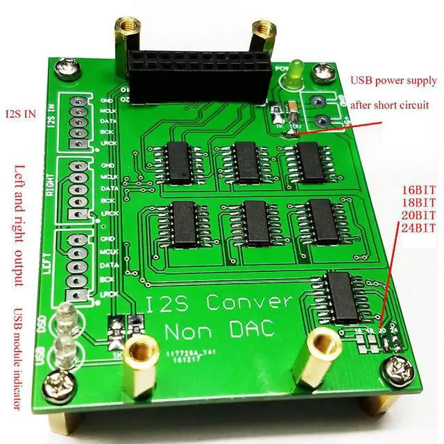 Alt view image 2 of 3 - Nvarcher NOS DAC/I2S format decoder shifter board and I2S data conversion right justified For Xmos usb