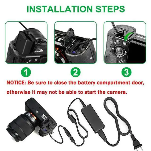 Alt view image 2 of 3 - 3X AC-PW20 NP-FW50 Dummy Battery AC Power Supply Adapter DC Coupler Kit For Alpha A5100 A6500 A6400 A6000 A55 A7