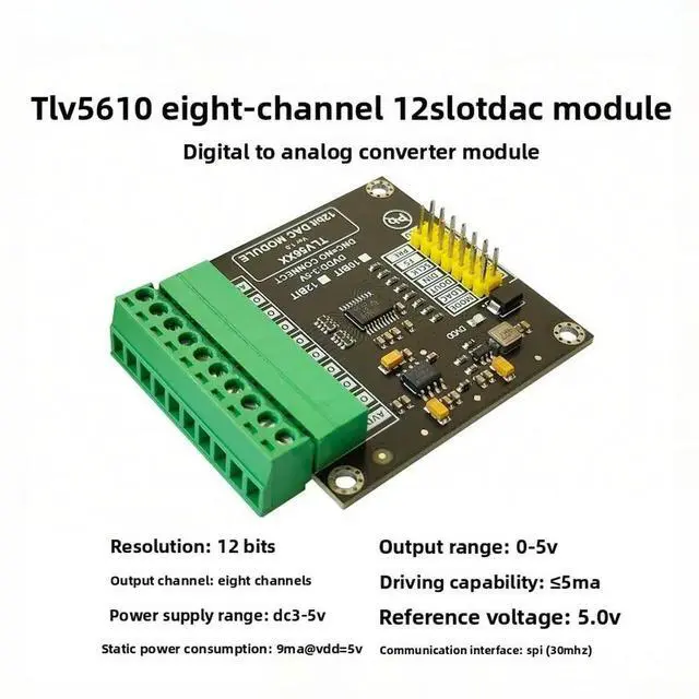 Main image of TLV5610 module 12-bit digital-to-analog converter 12-bit eight-channel DAC module supports
