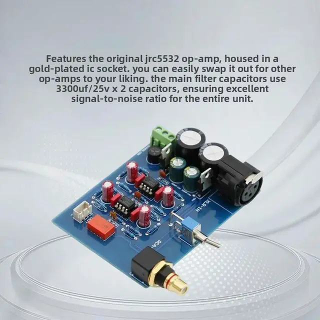 Alt view image 2 of 3 - Balanced XLR Unbalanced RCA Single-Ended Input to Balanced Output Mono Board Amplifier Board HI Modification