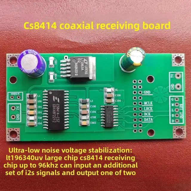 Alt view image 2 of 3 - CS8414 coaxial receiving board CS8412, AK4118 compatible with Italian interface I2S input