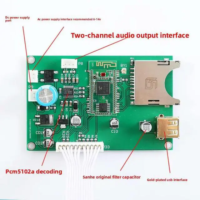 Alt view image 3 of 3 - Detachable Bluetooth 5.0 Version USB Flash Drive SD Card Reader Playback Decoder Board Player