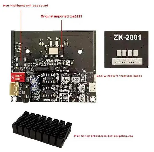 Alt view image 3 of 3 - Pure rear stage digital power amplifier board high power TPA3221 stereo 100WX2 bridge mono 200W