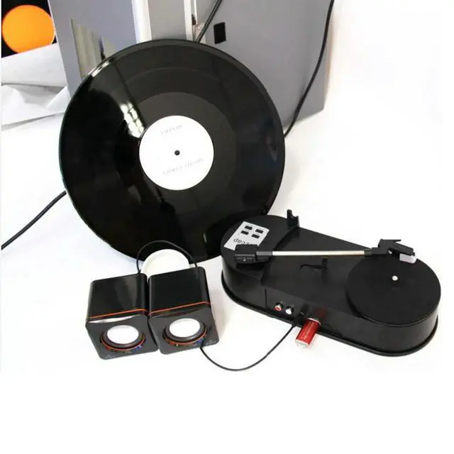 Alt view image 3 of 3 - 1Set Mini Vinyl Record Player Gramophone Direct Rotation U Disk MP3 Dual Speed 33