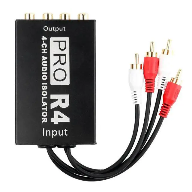 Alt view image 3 of 3 - 4-4 Out AV Four-Channel Audio Isolator with Cable Lotus RCA Car Aircraft Sound Elimination Audio Common Ground Interference