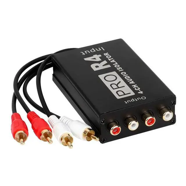 Alt view image 2 of 3 - 4-4 Out AV Four-Channel Audio Isolator with Cable Lotus RCA Car Aircraft Sound Elimination Audio Common Ground Interference