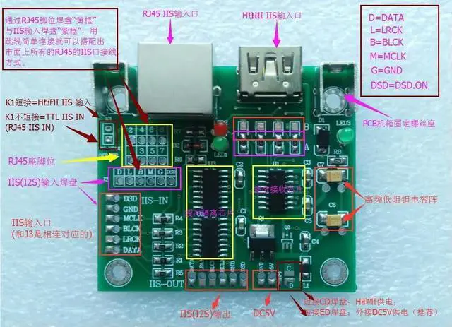 Alt view image 2 of 3 - HDMI-Compatible RJ45 port to IIS DSD TO I2S DSDPCB circuit board