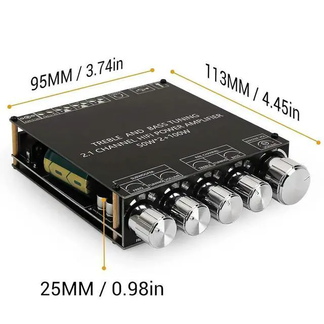Alt view image 2 of 3 - XY-S100H 2.1 channel Bluetooth audio power amplifier board module high and low tone 100W heavy subwoofer