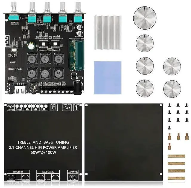Main image of XY-S100H 2.1 channel Bluetooth audio power amplifier board module high and low tone 100W heavy subwoofer