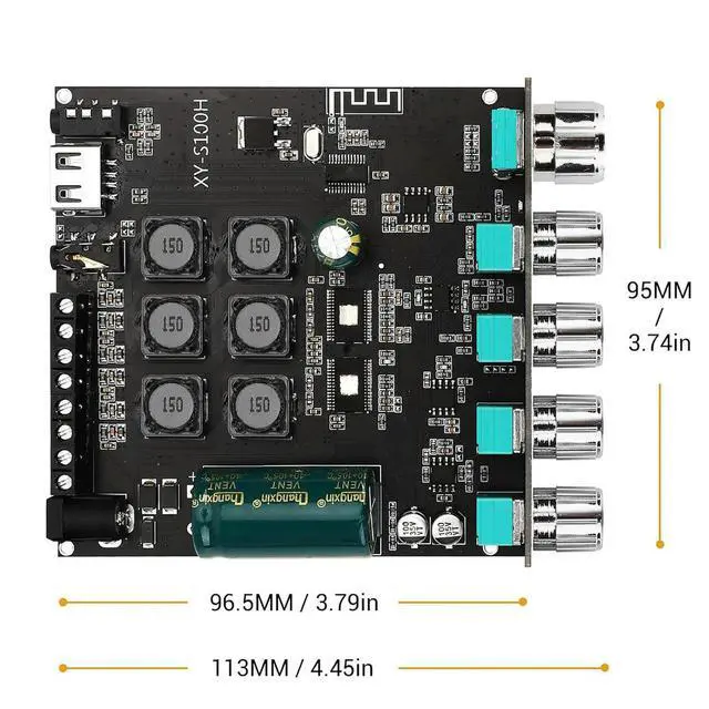 Alt view image 3 of 3 - XY-S100H 2.1 channel Bluetooth audio power amplifier board module high and low tone 100W heavy subwoofer