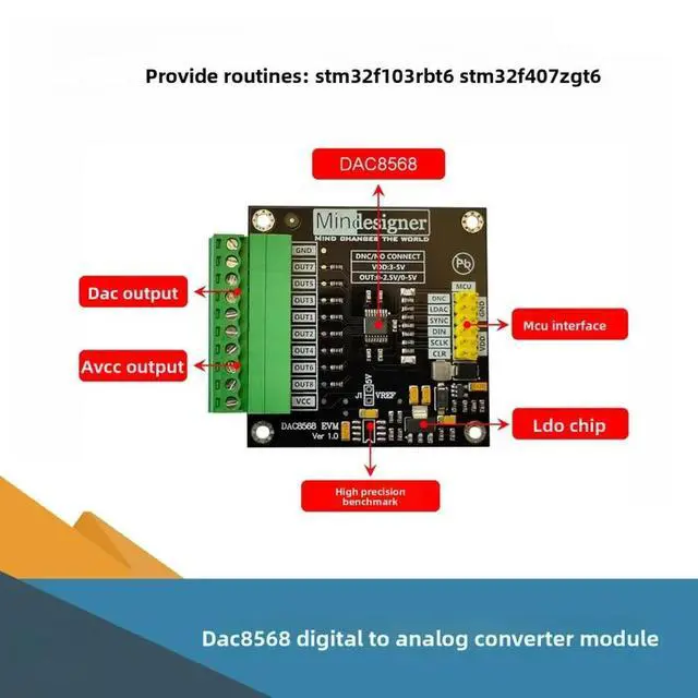 Alt view image 2 of 3 - DAC8568 Module 16-bit DAC Module 8-channel DAC8568C High-precision Digital-to-analog Converter