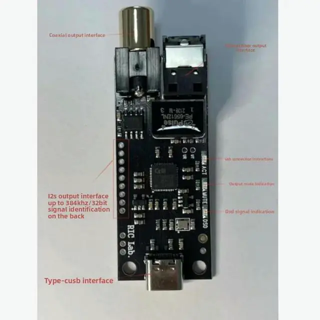Alt view image 2 of 3 - CT7601 USB Digital Audio Interface/USB to Optical Fiber Coaxial (with Screen Version)